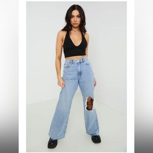NWT Garage Street Wide Leg Jeans High Rise Size 0 or 24 Slightly Distressed